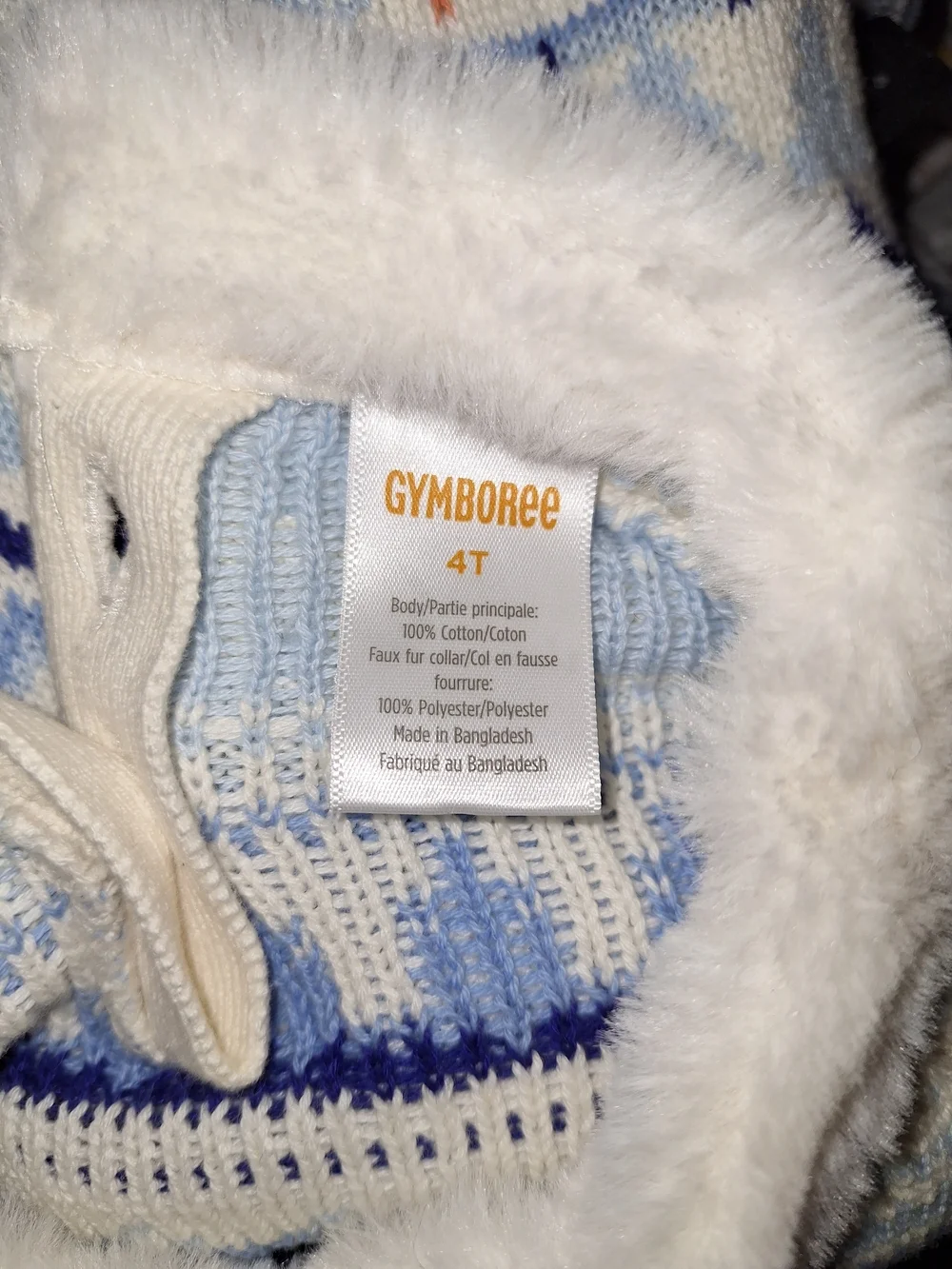 Gymboree Cream and Blue Fair Isle Ruffle-Hem Sweater